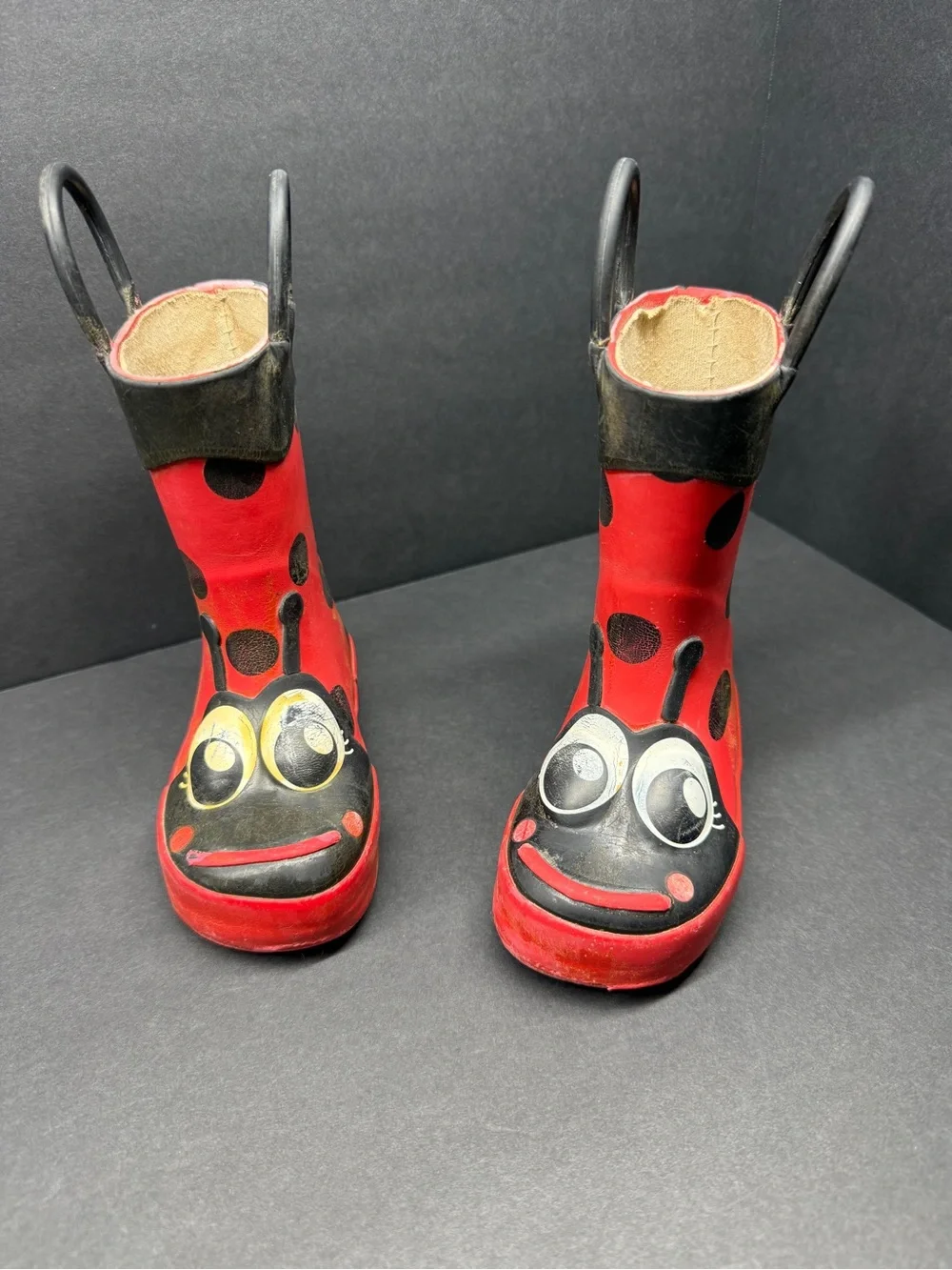 Western Chief Kids Red & Black Ladybug Rain Boots with Handles
